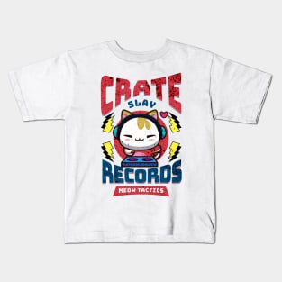 Cat DJ Kitten Cute Kawaii Music Record Company Tape Groove Psychedelic Headphones Kids T-Shirt